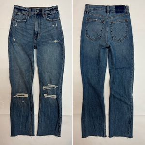 Abercrombie & Fitch $99 Ankle Straight Ultra High Rise Distressed 25 / 0 Jeans
